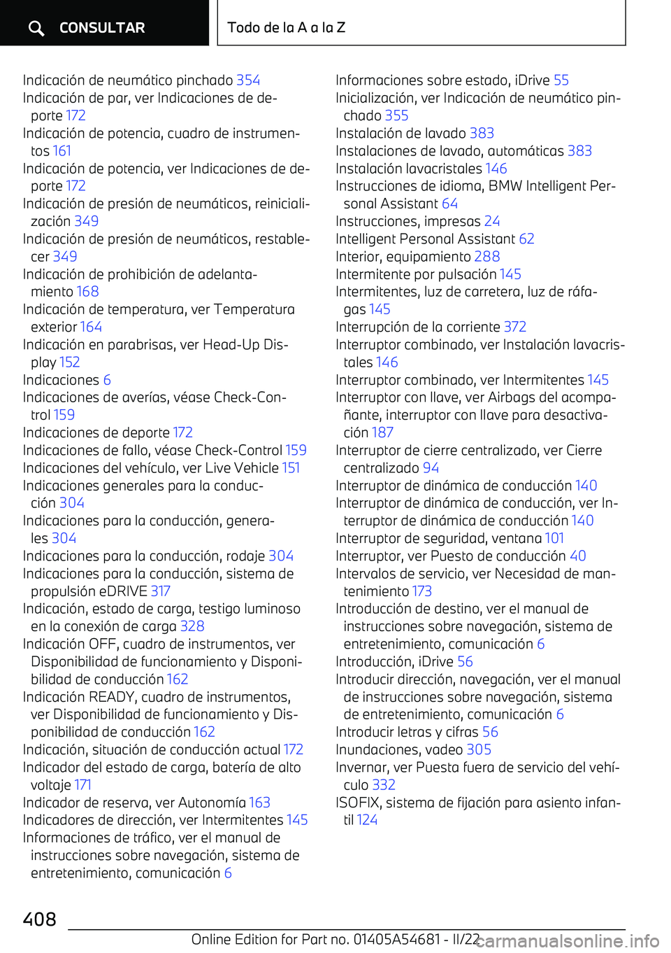 BMW I4 2022  Manuales de Empleo (in Spanish) Indicaci