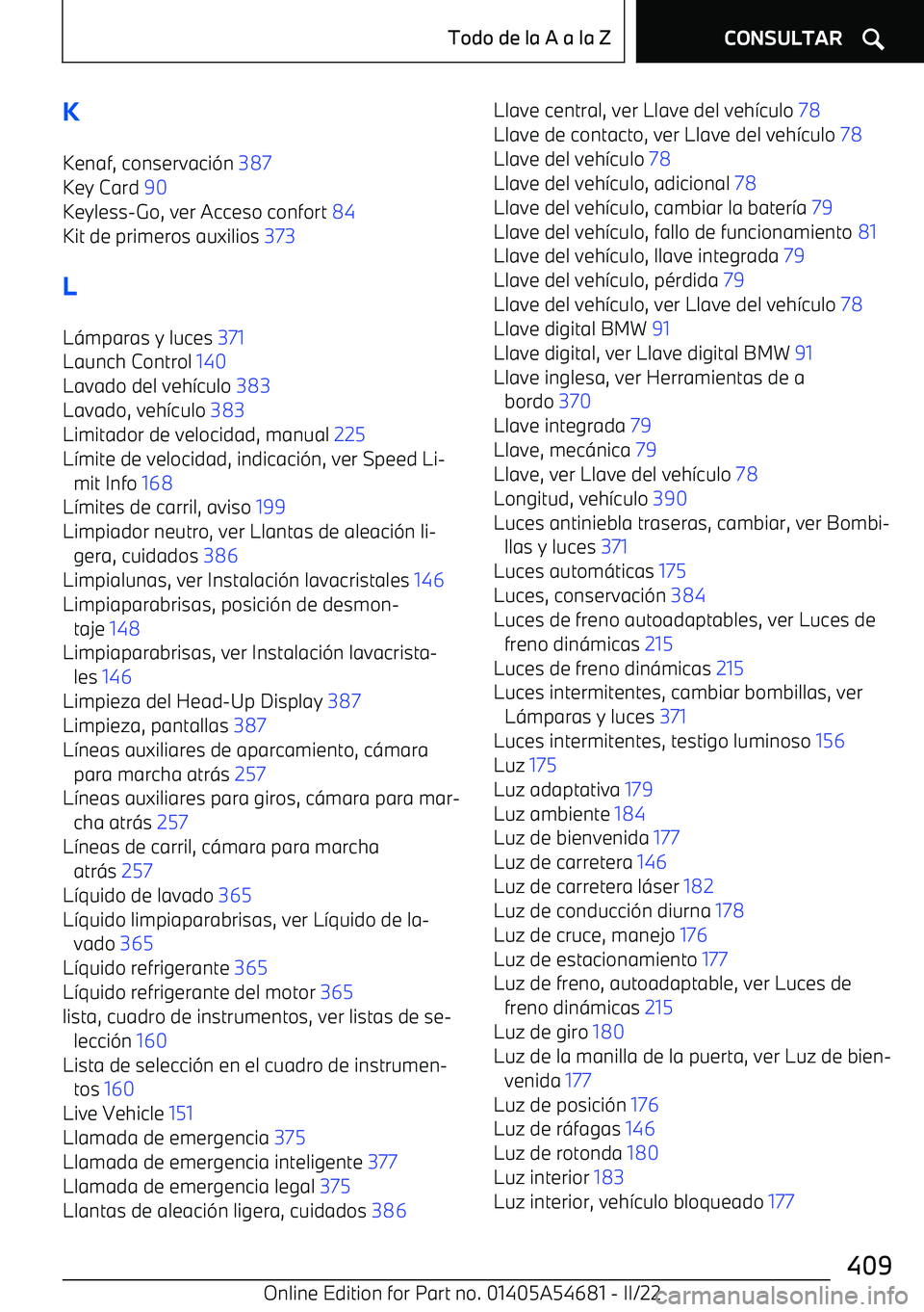 BMW I4 2022  Manuales de Empleo (in Spanish) KKenaf, conservaci