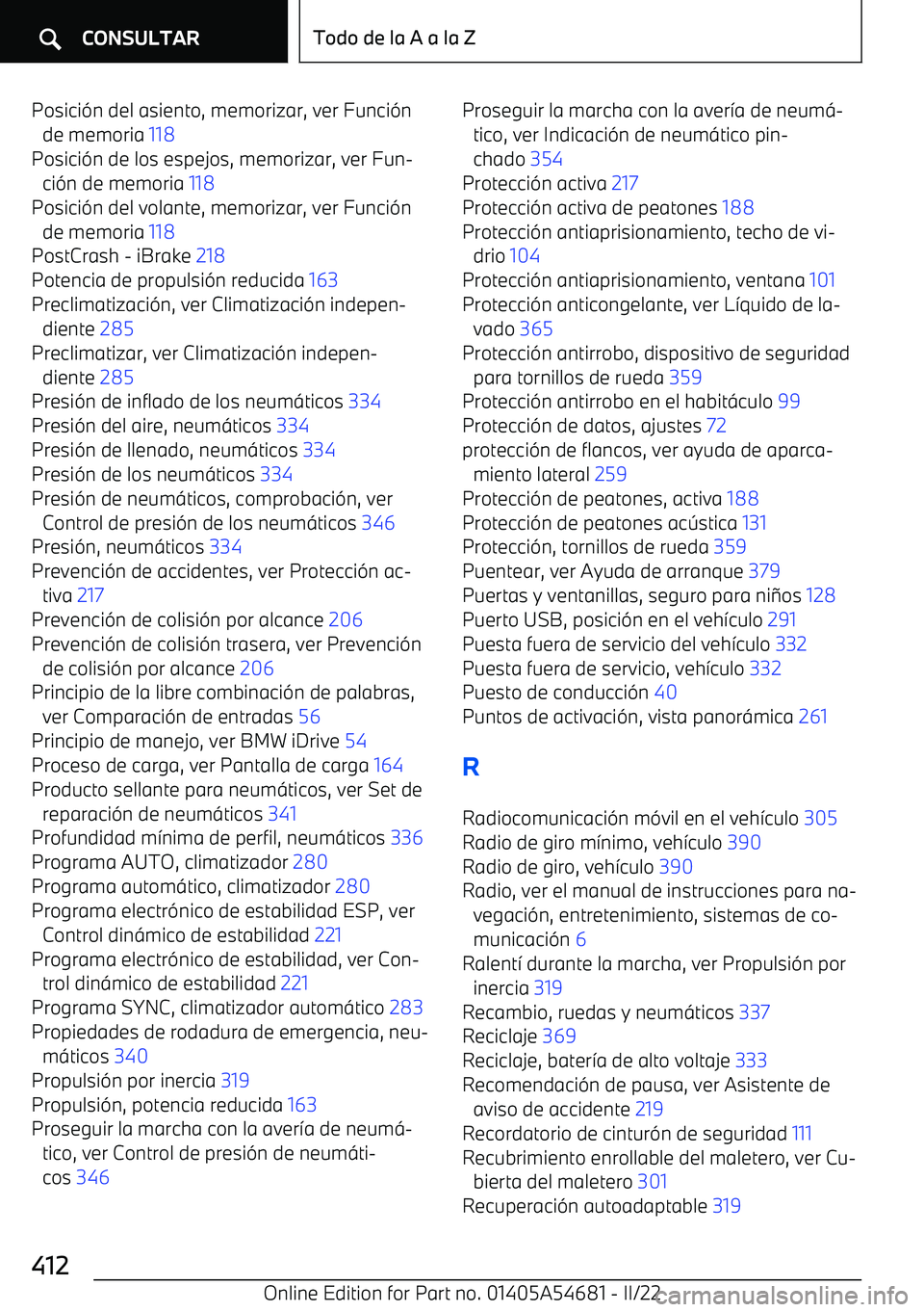 BMW I4 2022  Manuales de Empleo (in Spanish) Posici