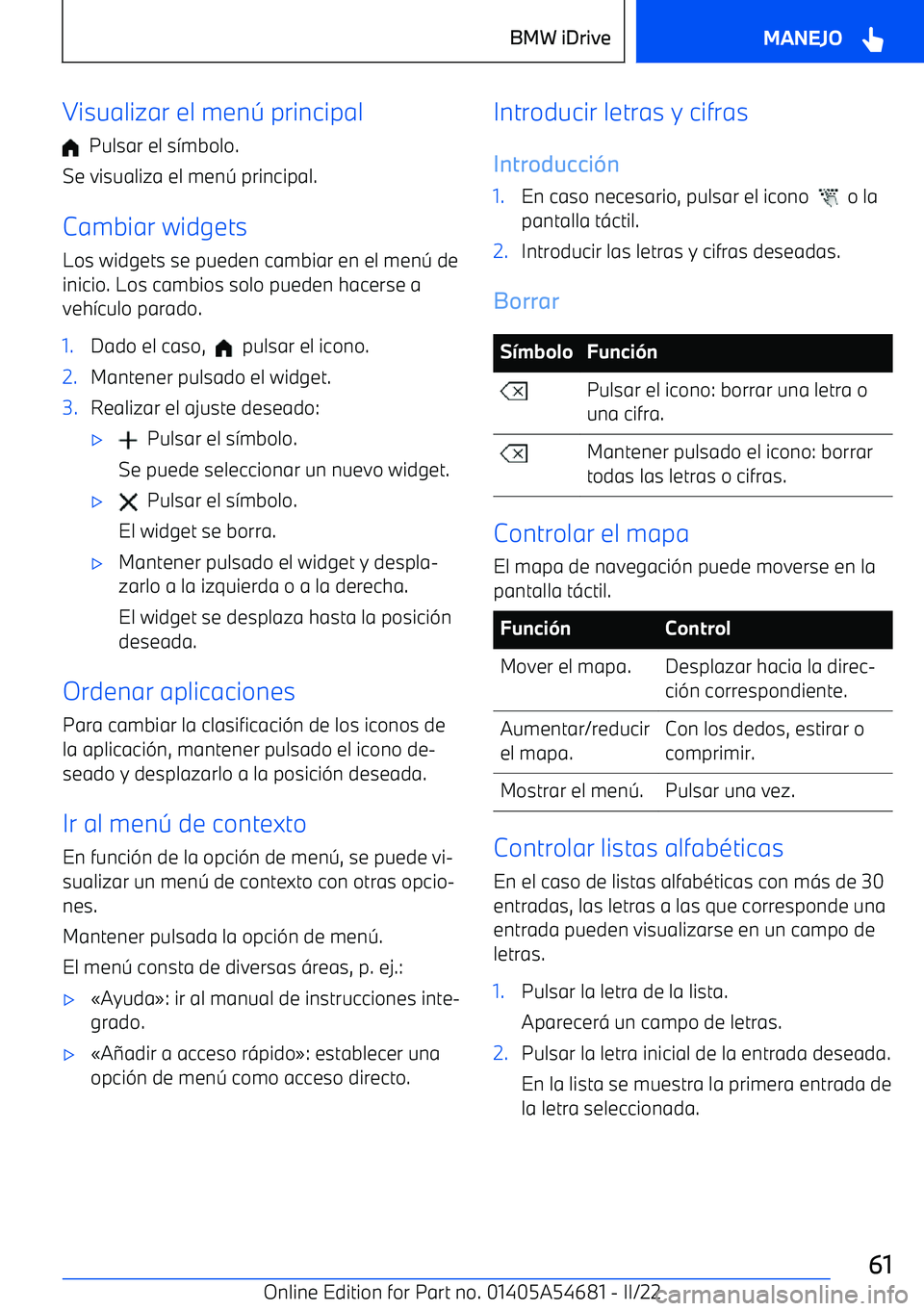 BMW I4 2022  Manuales de Empleo (in Spanish) Visualizar el men