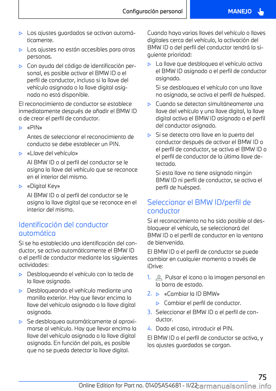 BMW I4 2022  Manuales de Empleo (in Spanish) 