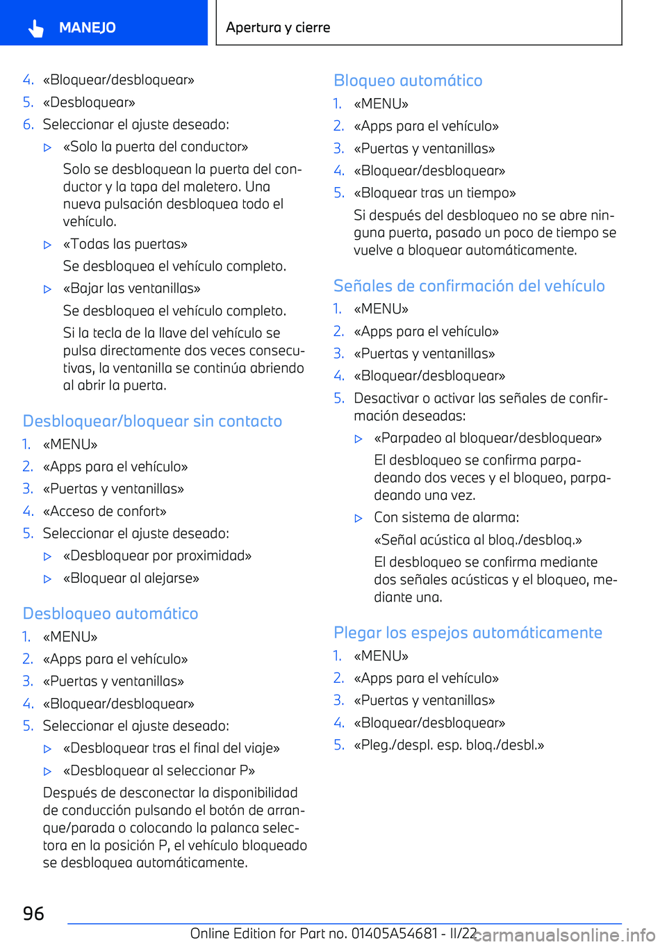 BMW I4 2022  Manuales de Empleo (in Spanish) 4.