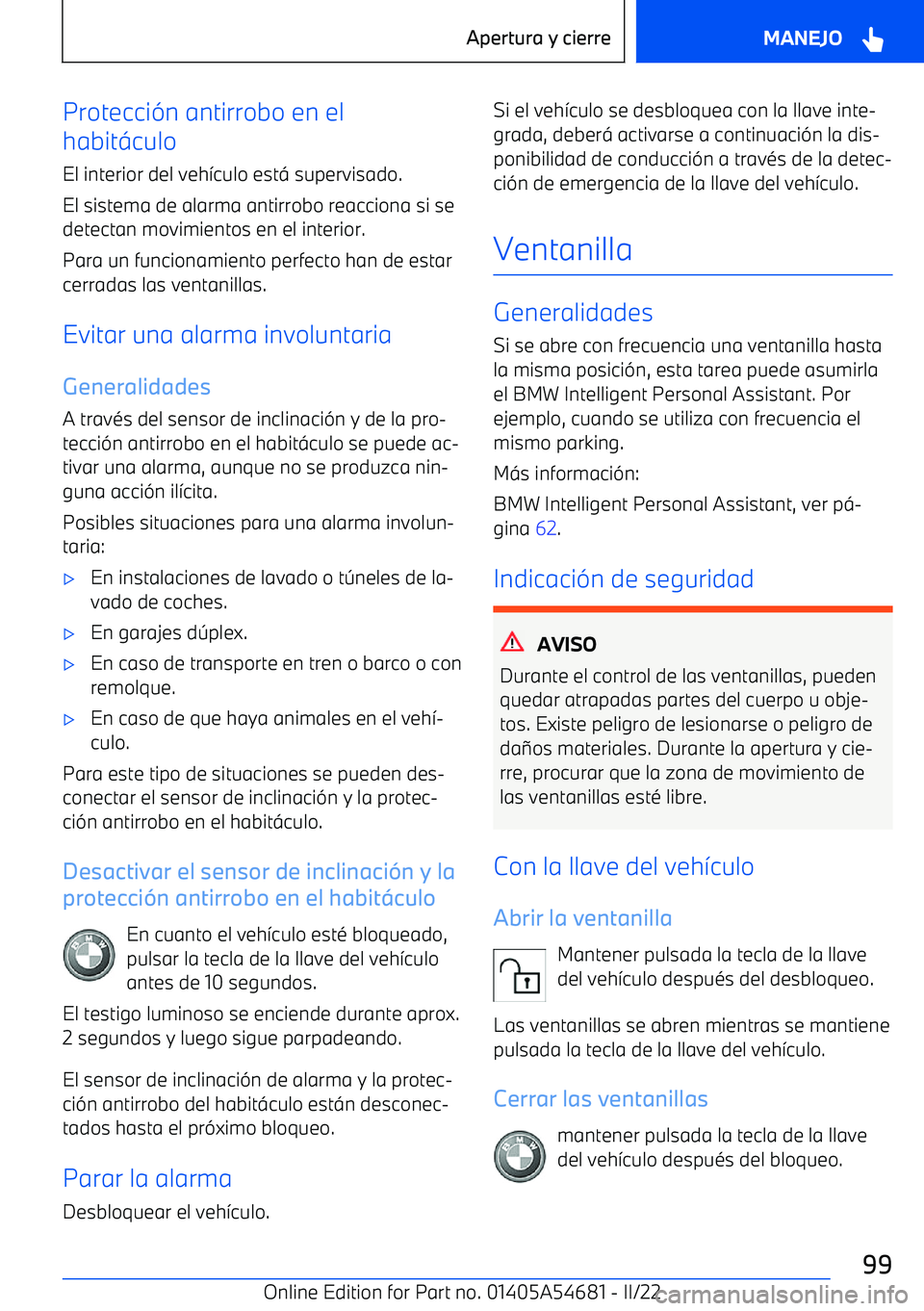 BMW I4 2022  Manuales de Empleo (in Spanish) Protecci