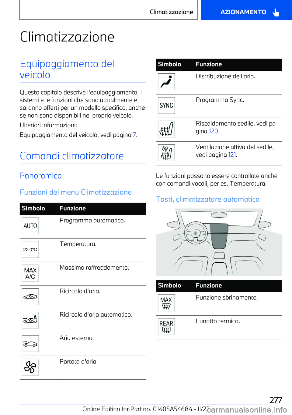 BMW I4 2022  Libretti Di Uso E manutenzione (in Italian) ClimatizzazioneEquipaggiamento del
veicolo
Questo capitolo descrive l