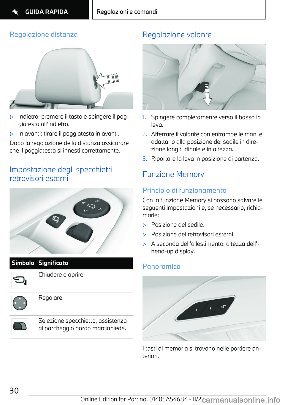 BMW I4 2022  Libretti Di Uso E manutenzione (in Italian) Regolazione distanza