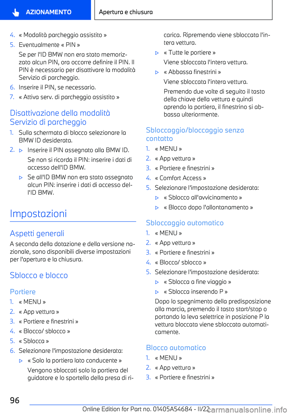 BMW I4 2022  Libretti Di Uso E manutenzione (in Italian) 4.
