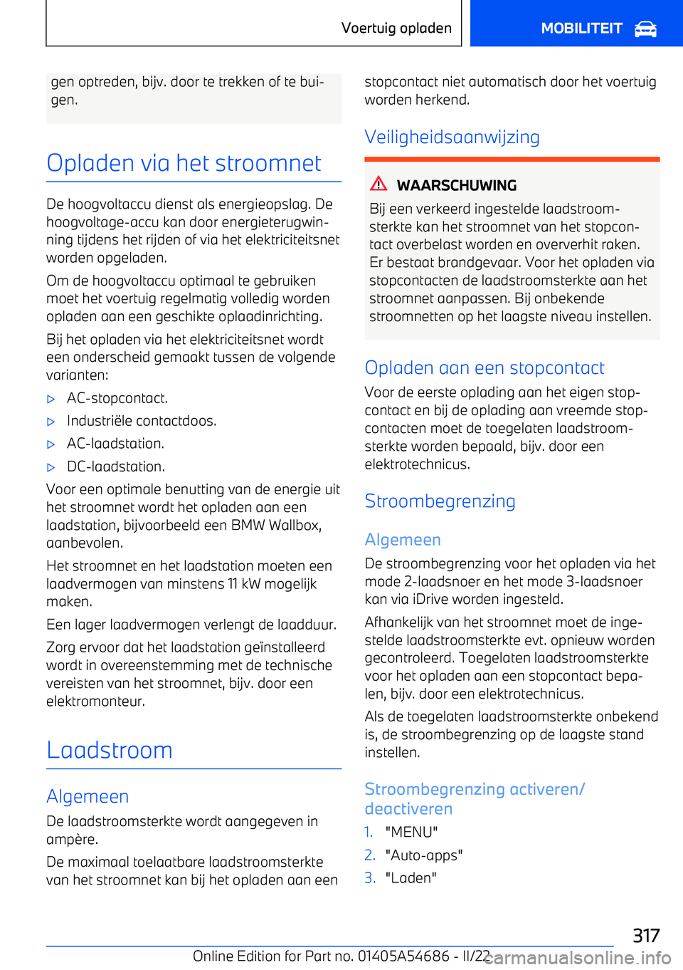 BMW I4 2022  Instructieboekjes (in Dutch) gen optreden, bijv. door te trekken of te bui