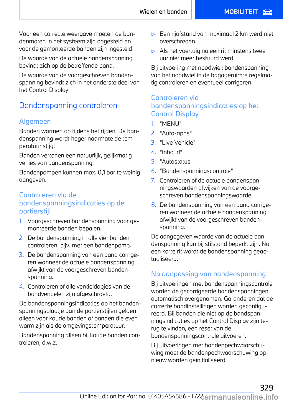 BMW I4 2022  Instructieboekjes (in Dutch) Voor een correcte weergave moeten de ban