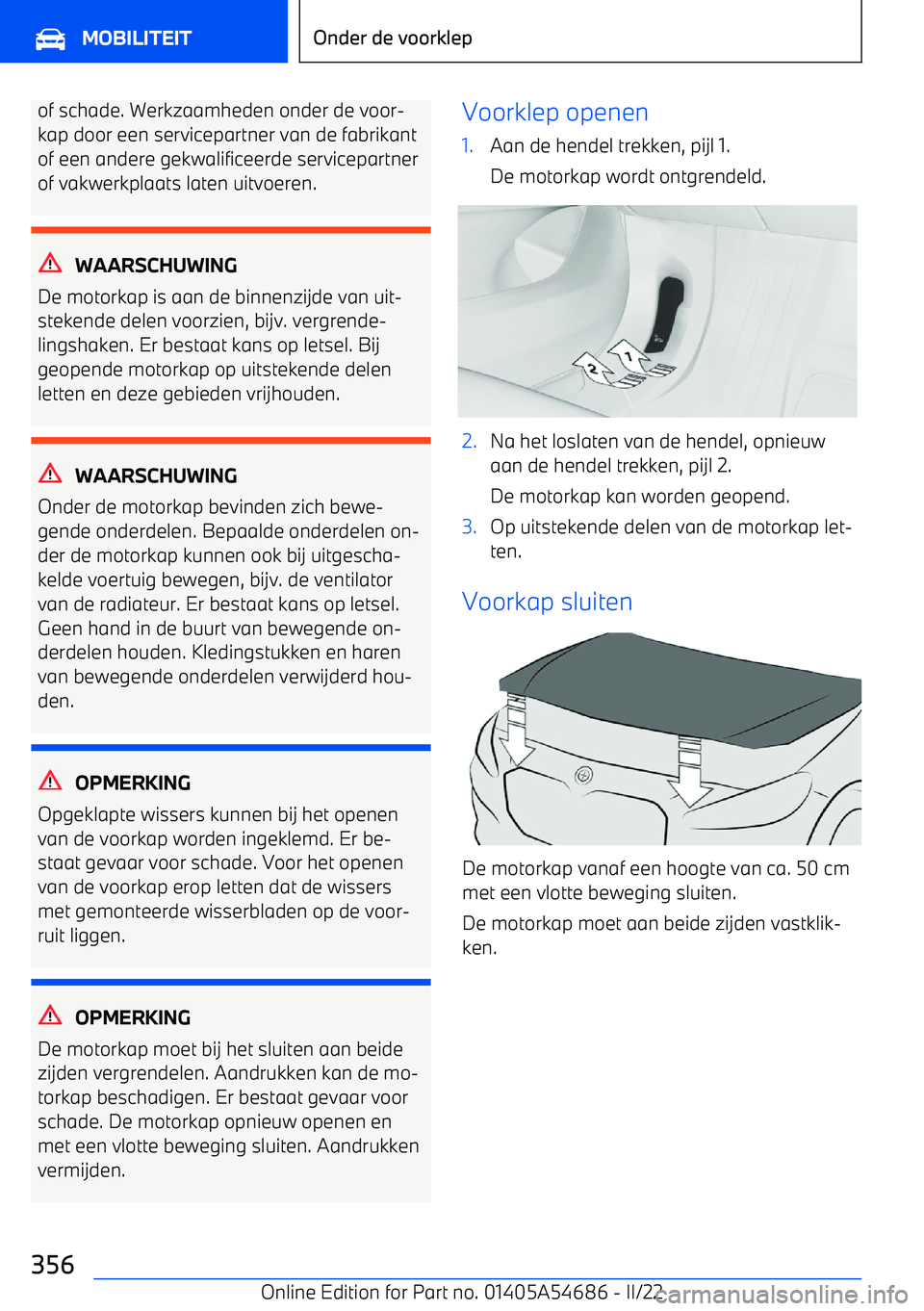 BMW I4 2022  Instructieboekjes (in Dutch) of schade. Werkzaamheden onder de voor