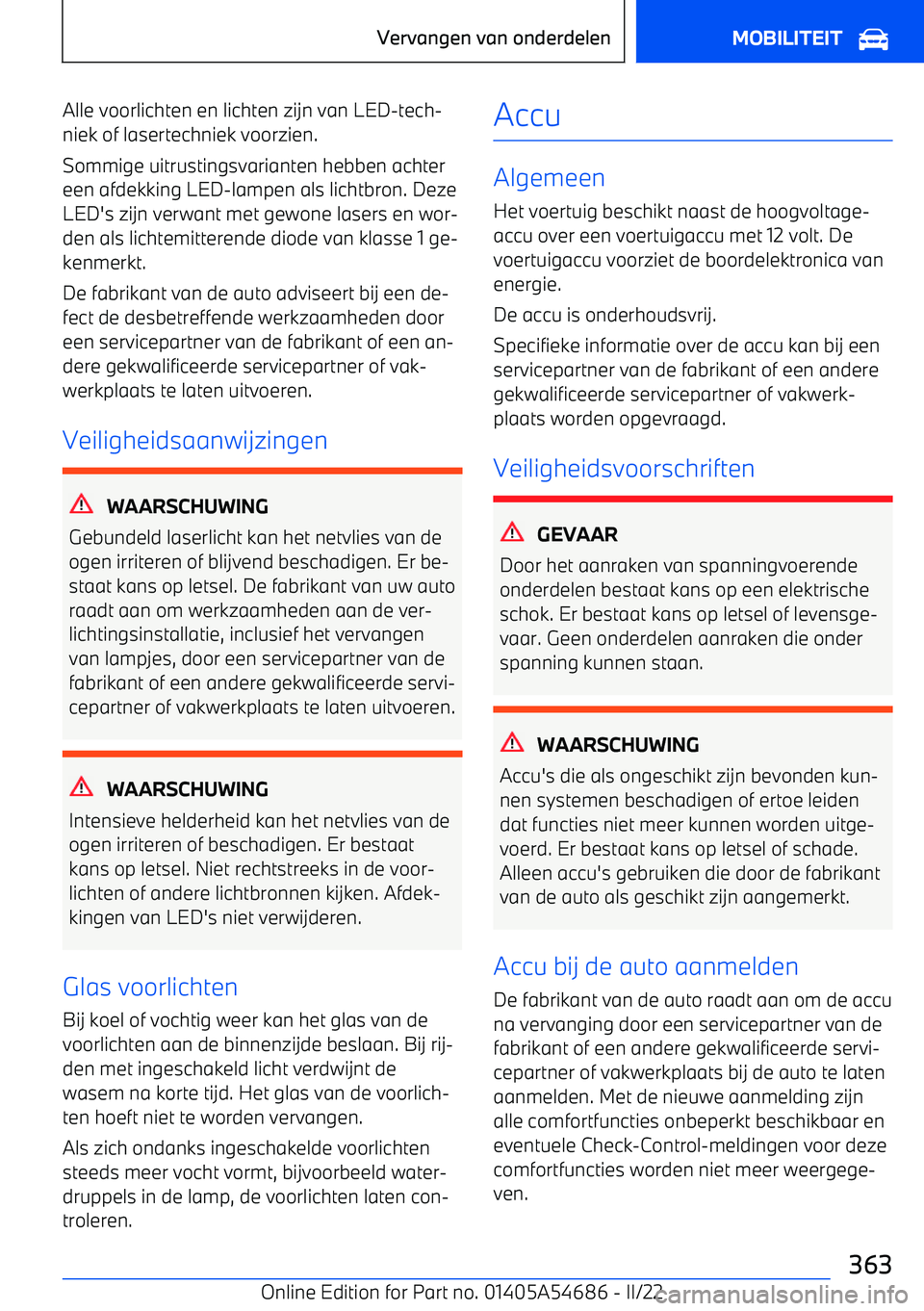 BMW I4 2022  Instructieboekjes (in Dutch) Alle voorlichten en lichten zijn van LED