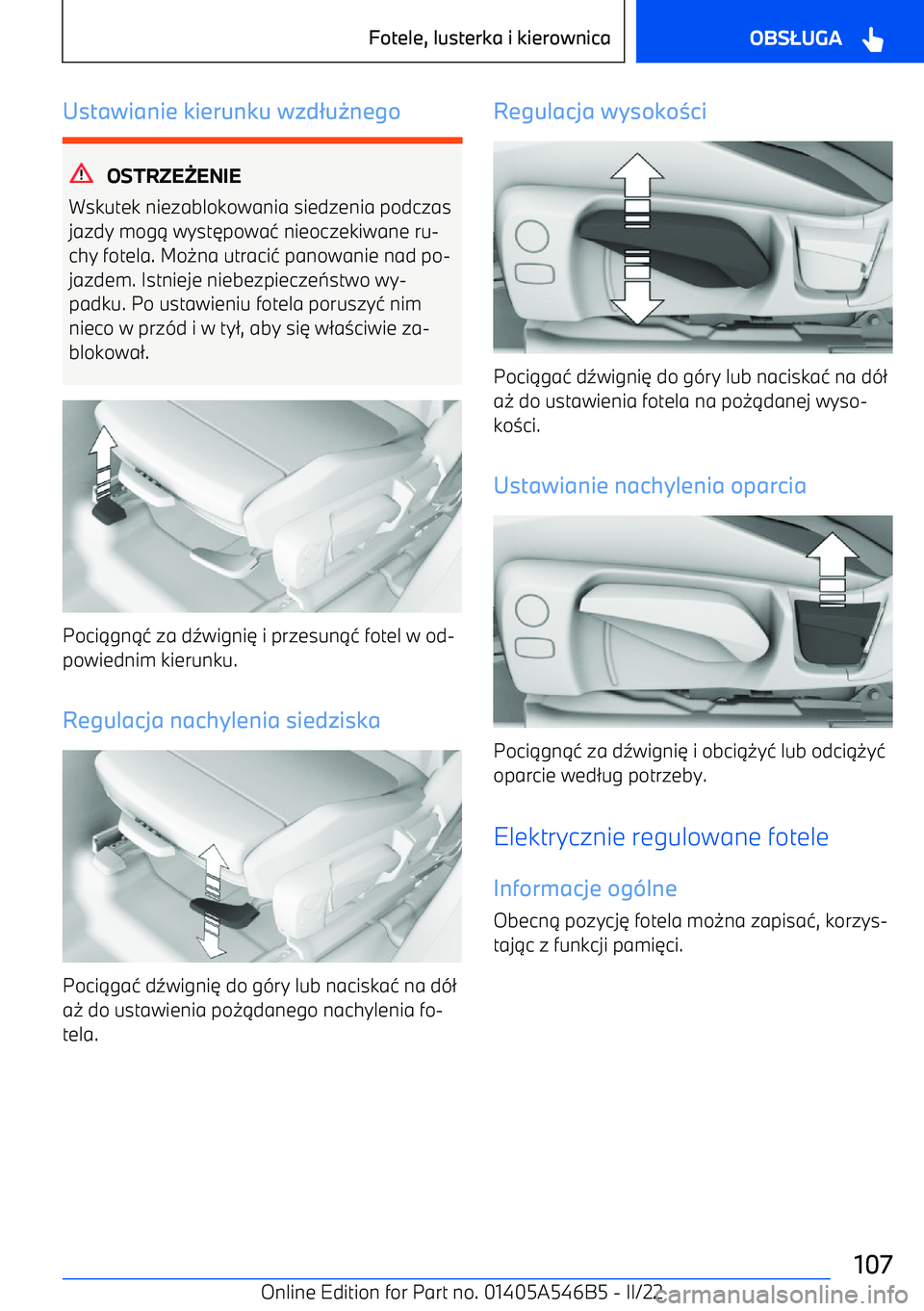 BMW I4 2022  Instrukcja obsługi (in Polish) Ustawianie kierunku wzd