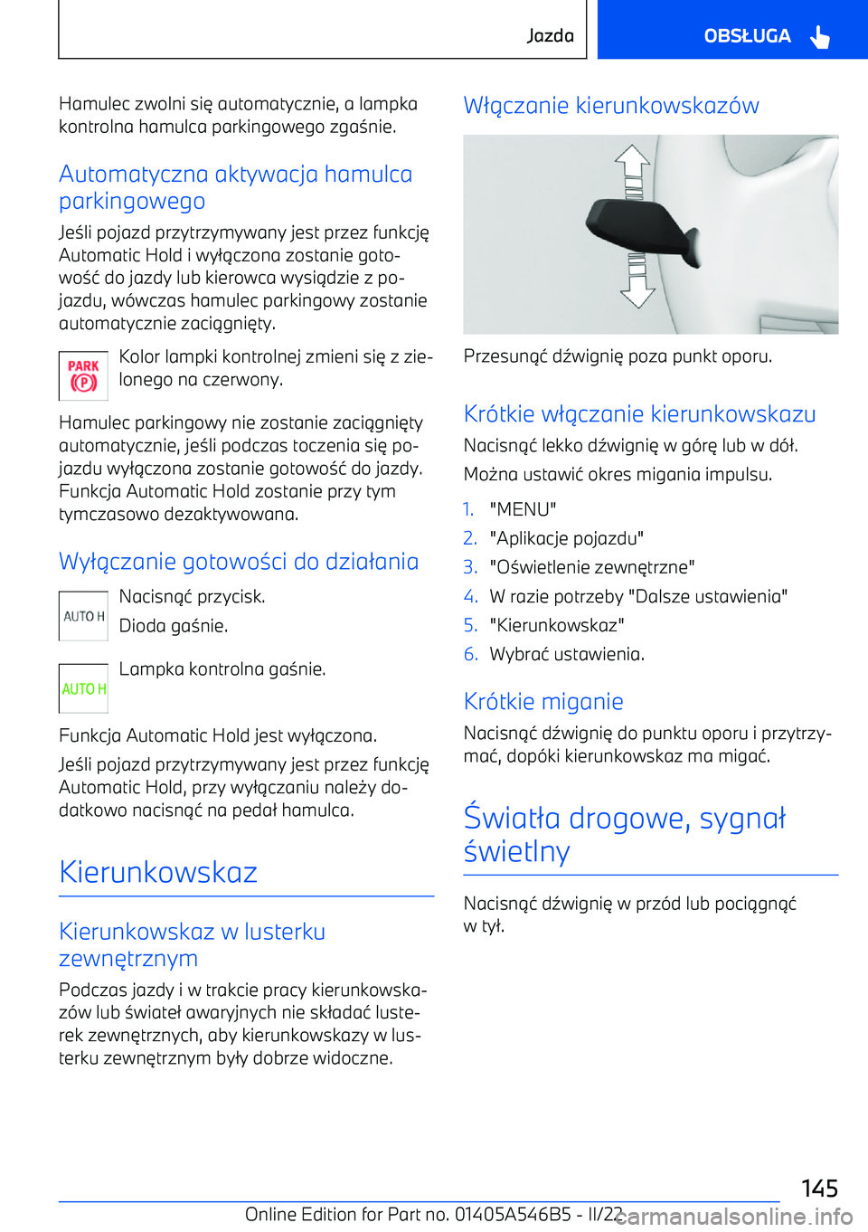 BMW I4 2022  Instrukcja obsługi (in Polish) Hamulec zwolni si