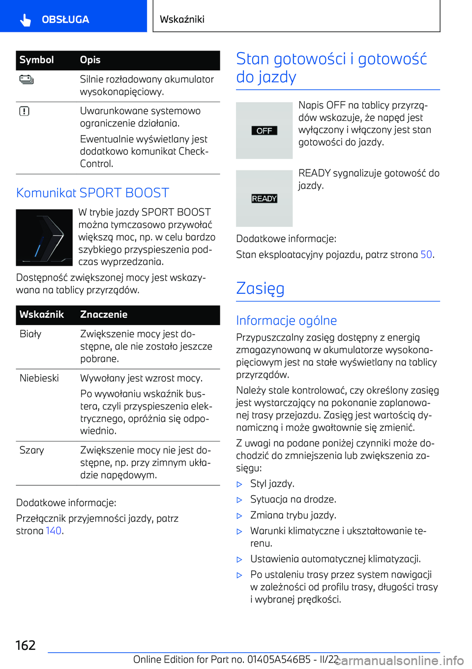 BMW I4 2022  Instrukcja obsługi (in Polish) SymbolOpisSilnie roz