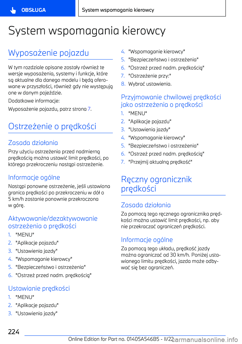 BMW I4 2022  Instrukcja obsługi (in Polish) System wspomagania kierowcyWyposa