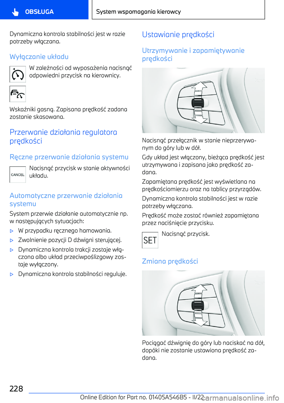 BMW I4 2022  Instrukcja obsługi (in Polish) Dynamiczna kontrola stabilno