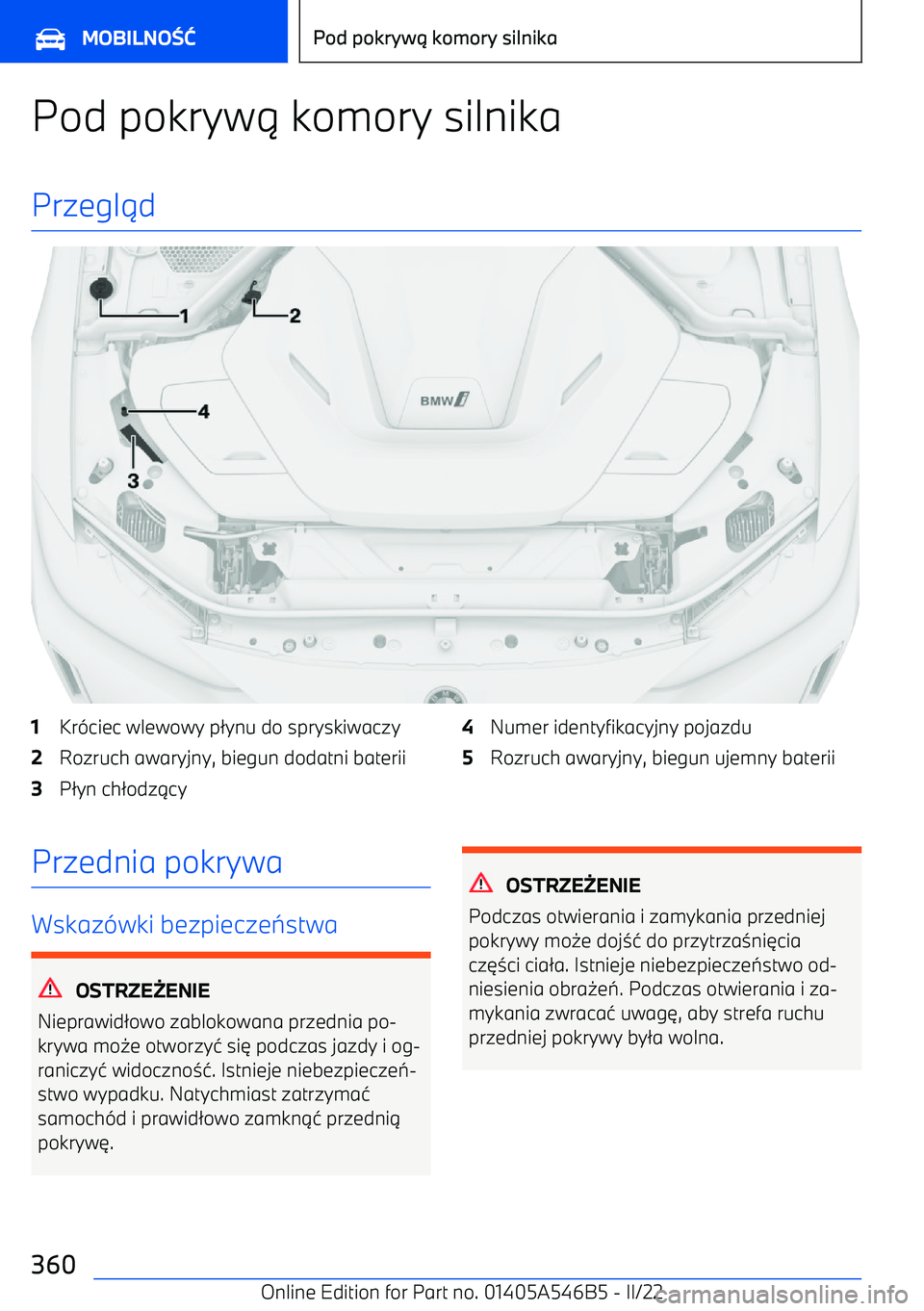 BMW I4 2022  Instrukcja obsługi (in Polish) Pod pokryw