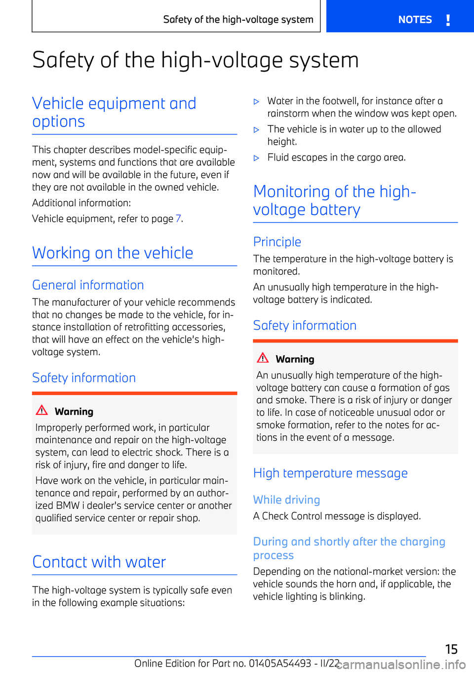 BMW IX 2022  Owners Manual Safety of the high