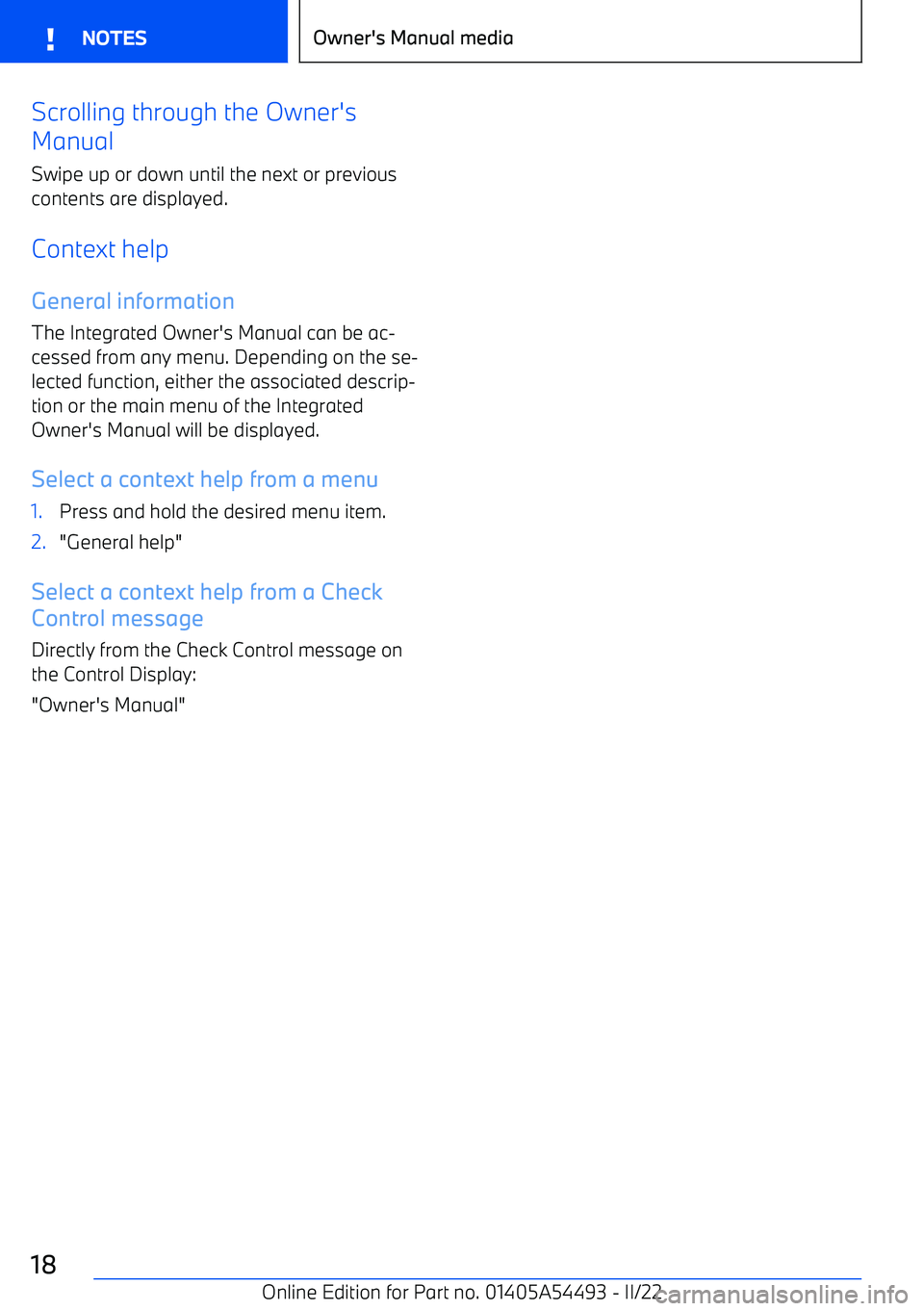 BMW IX 2022  Owners Manual Scrolling through the Owner