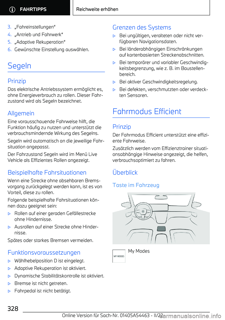 BMW IX 2022  Betriebsanleitungen (in German) 3.AFahreinstellungen