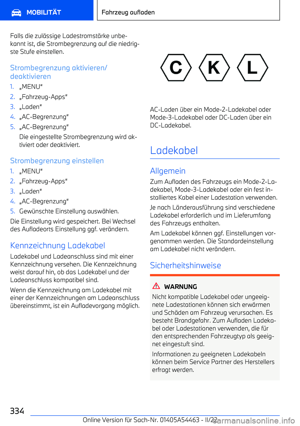 BMW IX 2022  Betriebsanleitungen (in German) Falls die zul