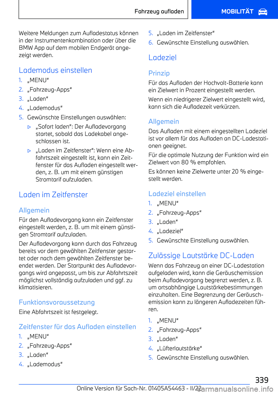 BMW IX 2022  Betriebsanleitungen (in German) Weitere Meldungen zum Aufladestatus k