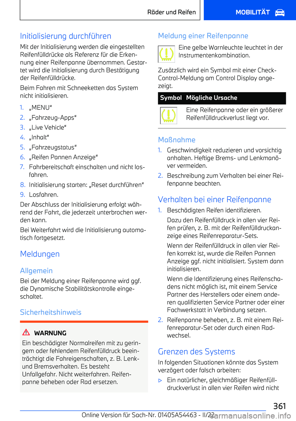 BMW IX 2022  Betriebsanleitungen (in German) Initialisierung durchf
