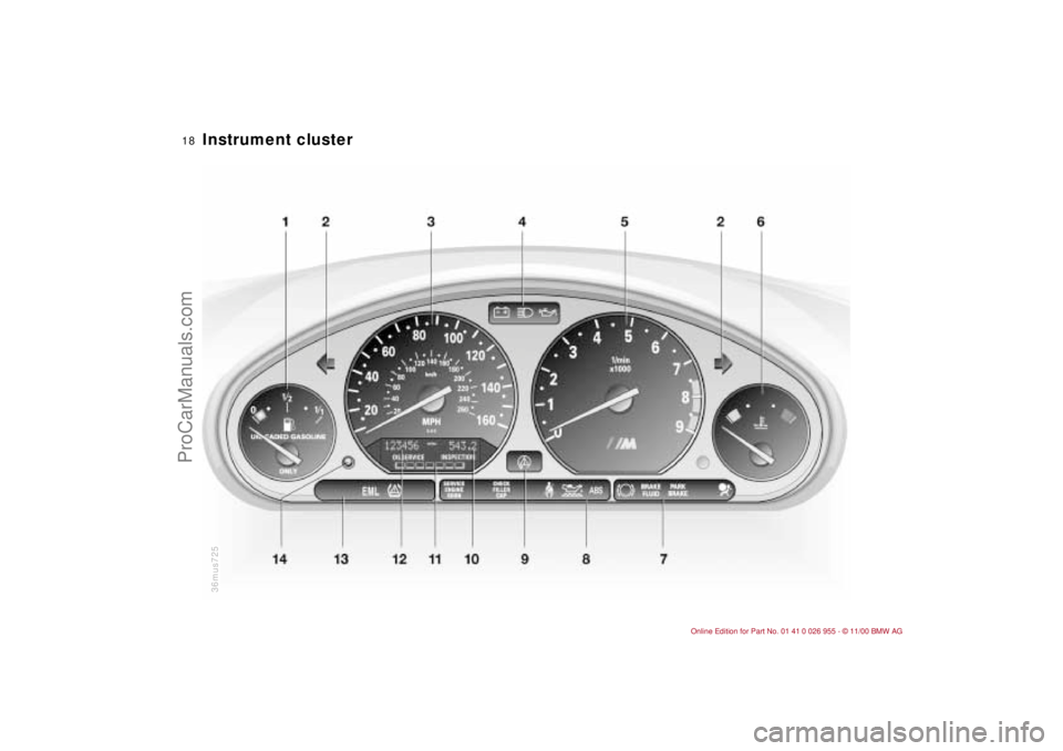 BMW M ROADSTER COUPE 2001  Owners Manual  
18n
 
Instrument cluster 
36mus725
ProCarManuals.com 