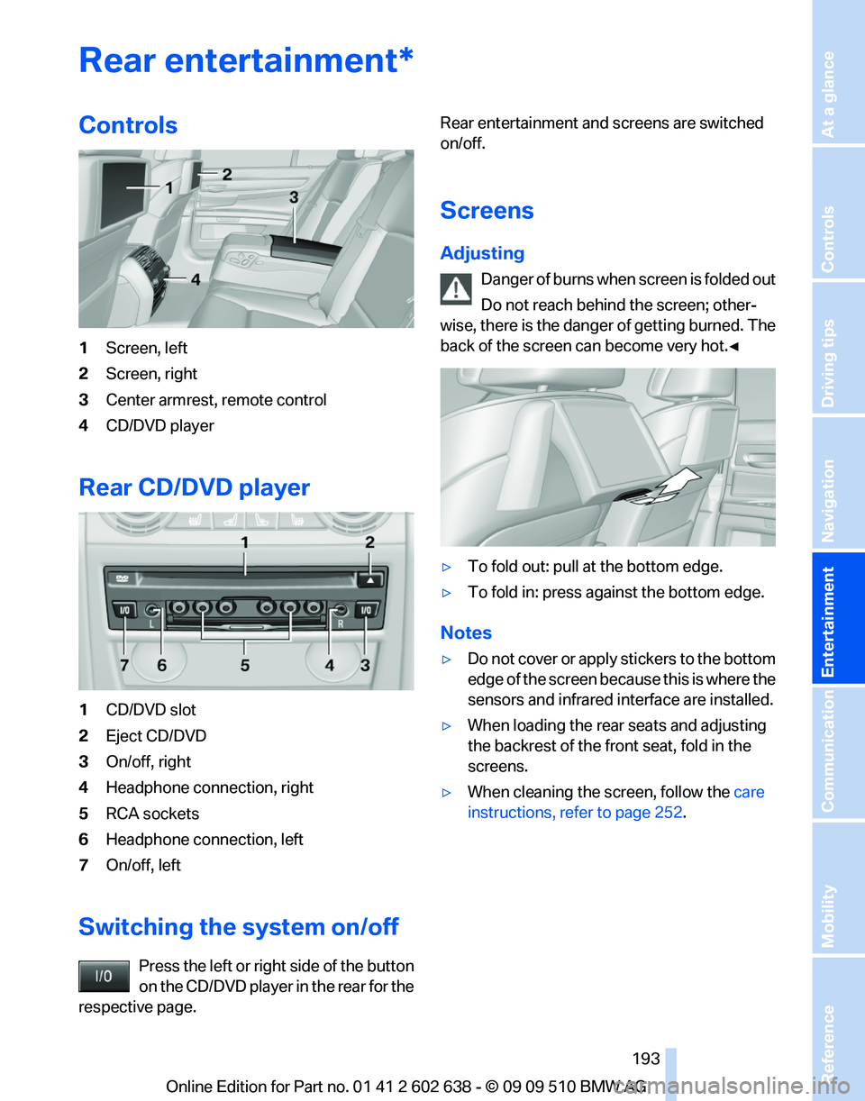 BMW 7 SERIES 2010  Owners Manual 