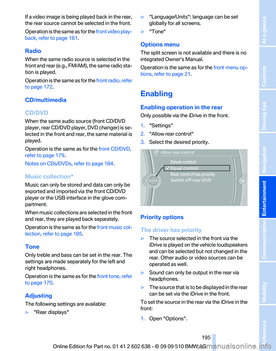 BMW 7 SERIES 2010  Owners Manual 