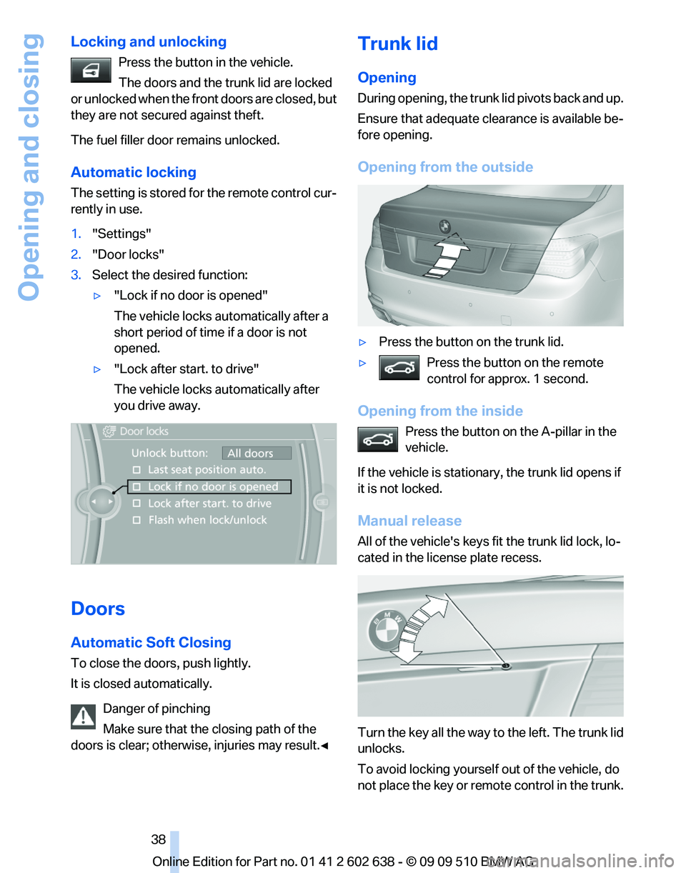 BMW 7 SERIES 2010  Owners Manual 