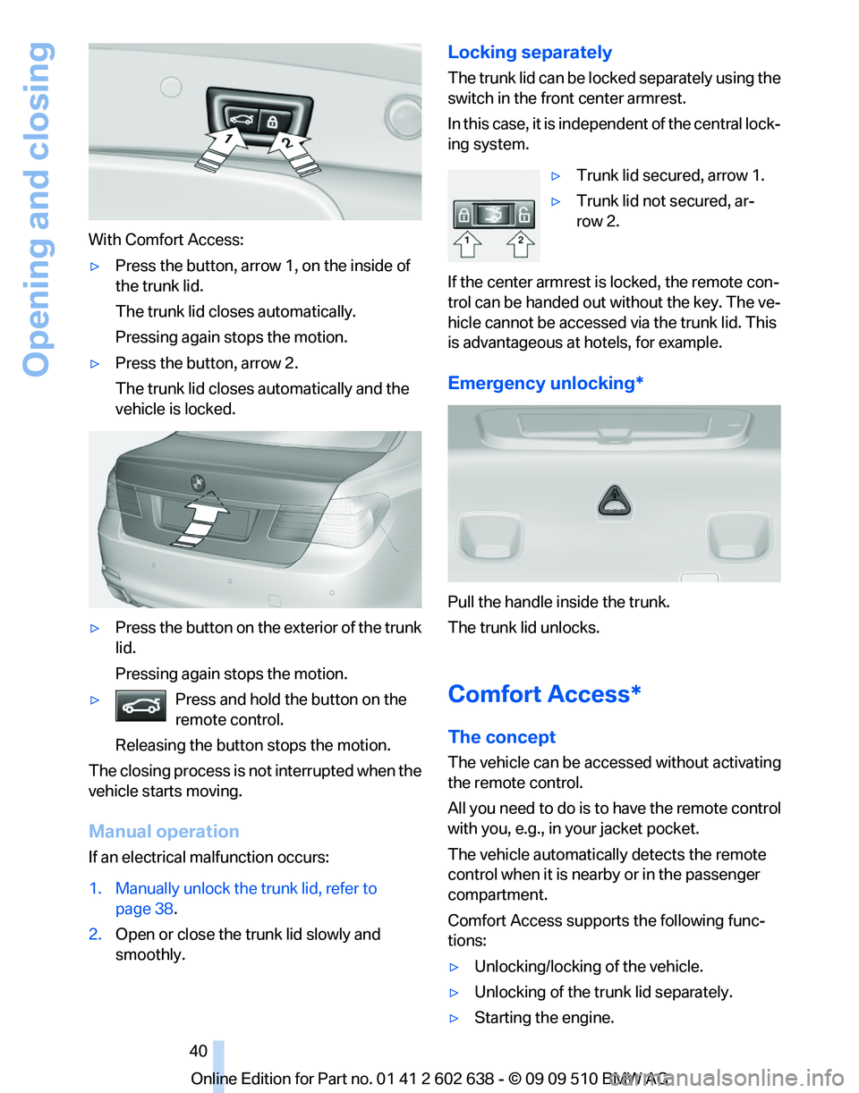BMW 7 SERIES 2010  Owners Manual 