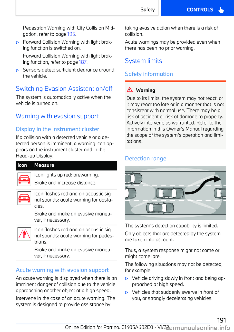 BMW X3 2023  Owners Manual Pedestrian Warning with City Collision Miti