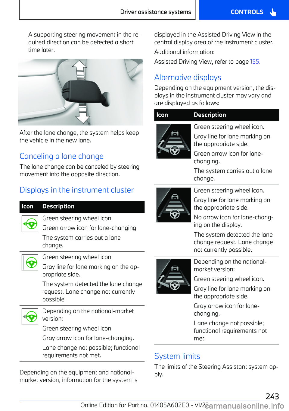 BMW X3 2023  Owners Manual A supporting steering movement in the re