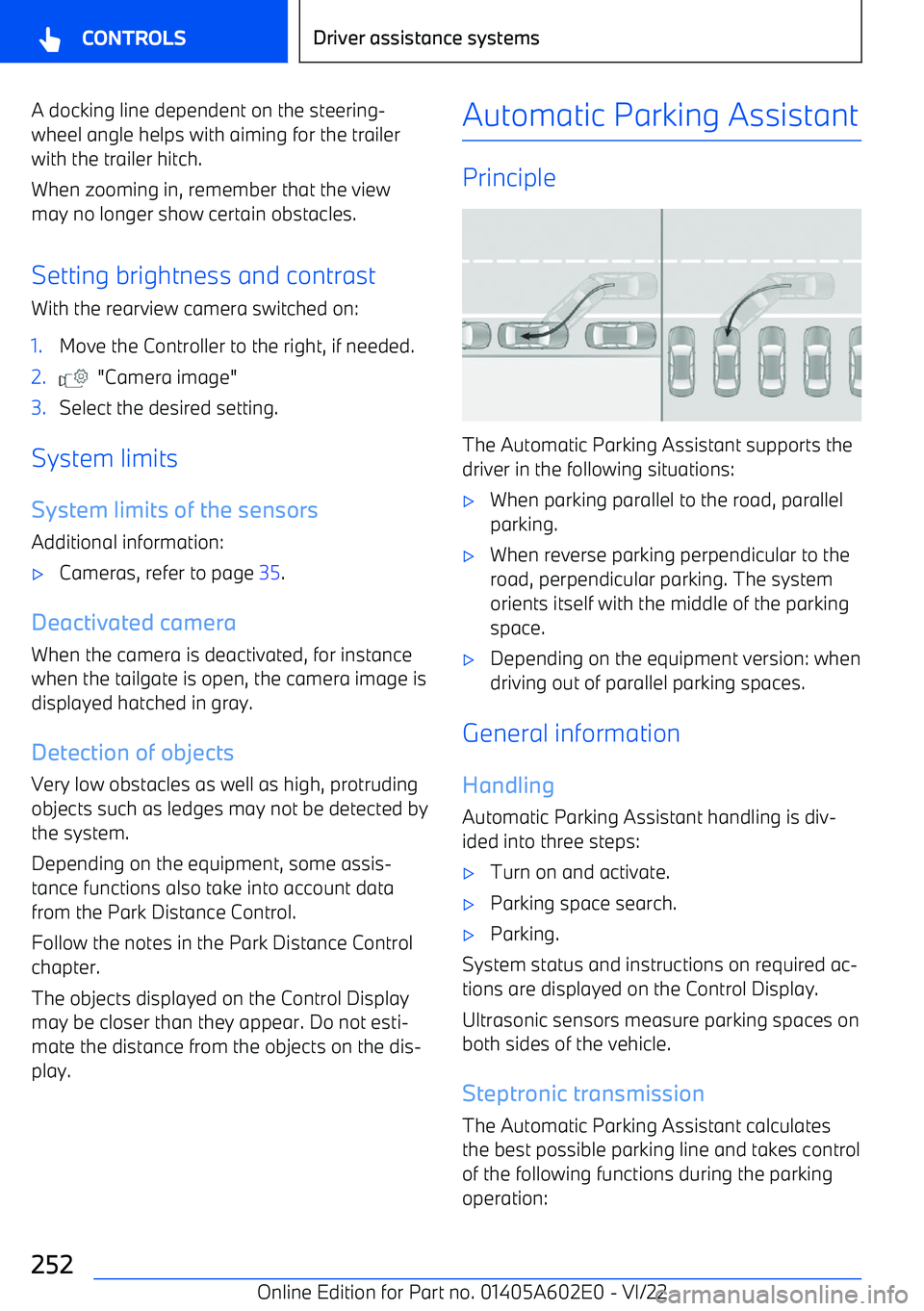 BMW X3 2023  Owners Manual A docking line dependent on the steering