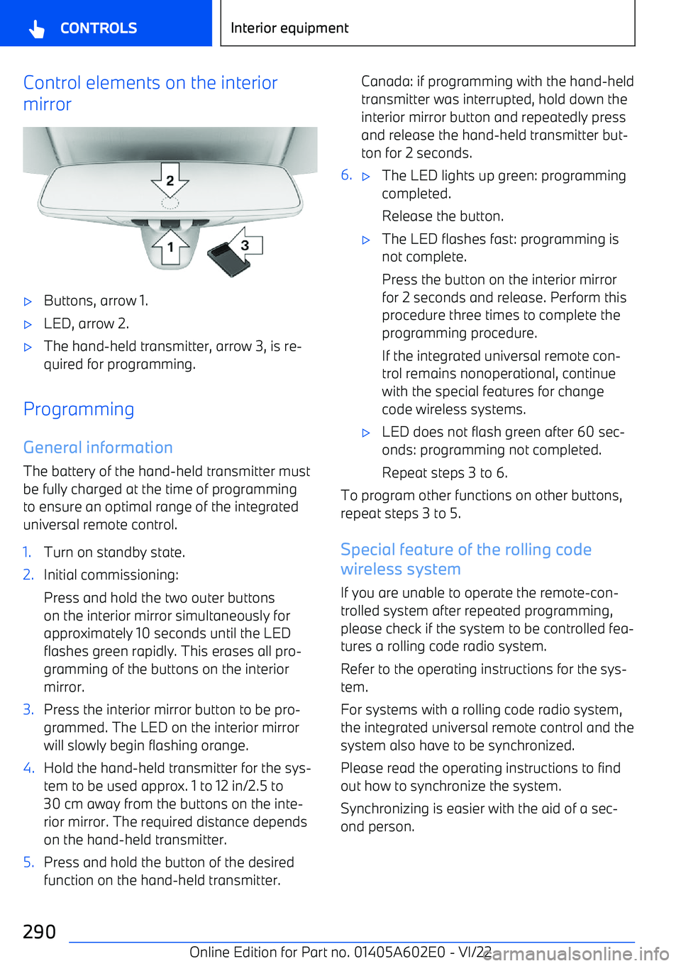 BMW X3 2023  Owners Manual Control elements on the interior
mirror