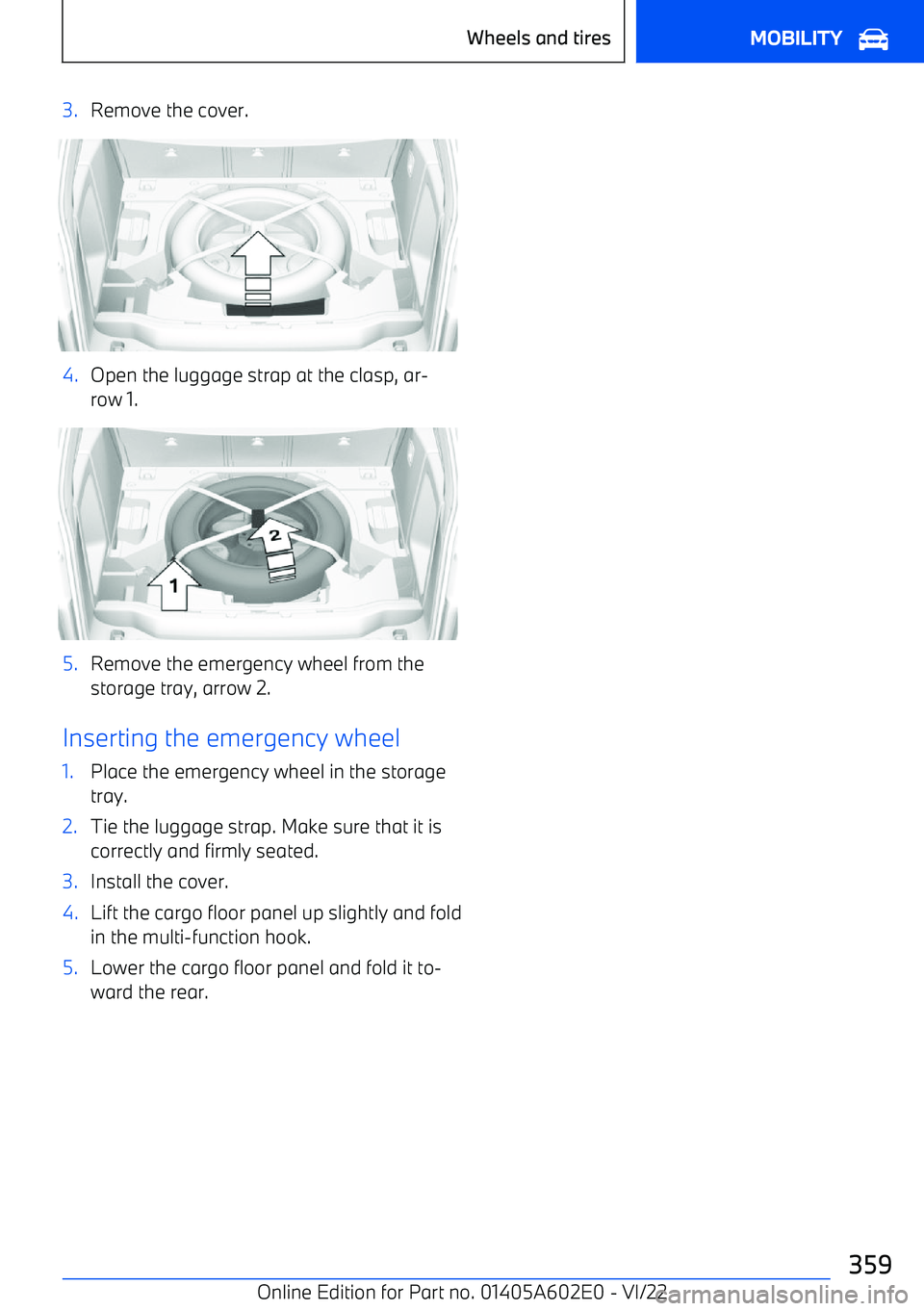 BMW X3 2023  Owners Manual 3.Remove the cover.4.Open the luggage strap at the clasp, ar