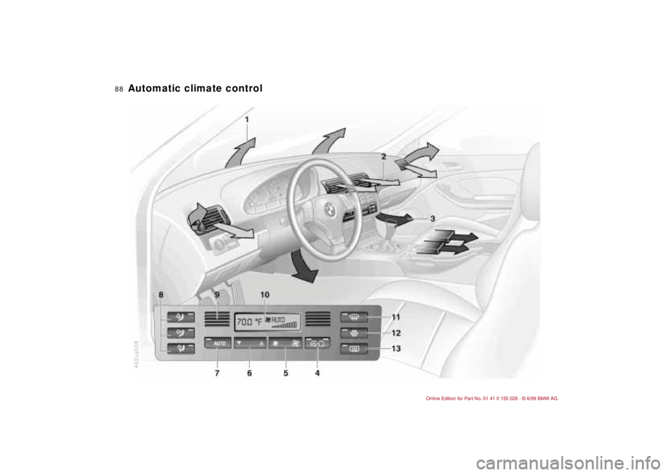 BMW 323Ci 2000  Owners Manual 88n
Automatic climate control
 
462us008 