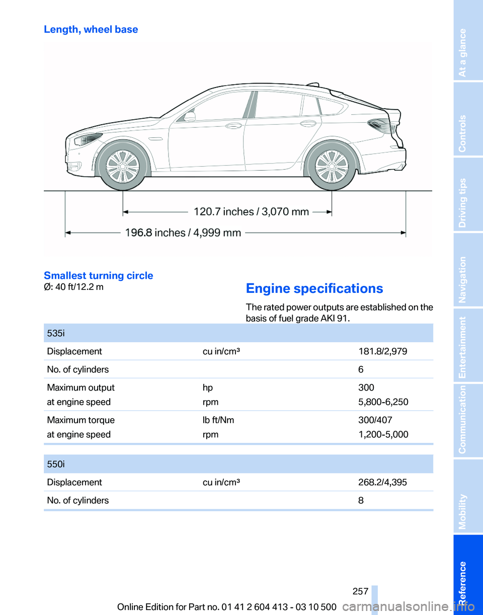 BMW 535I GRAN TURISMO 2010  Owners Manual 