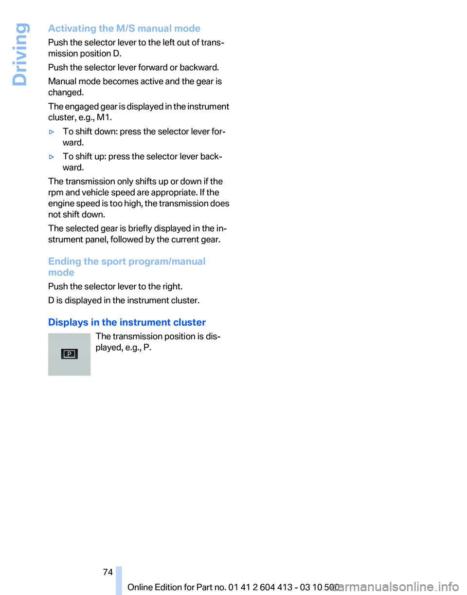 BMW 535I GRAN TURISMO 2010  Owners Manual 