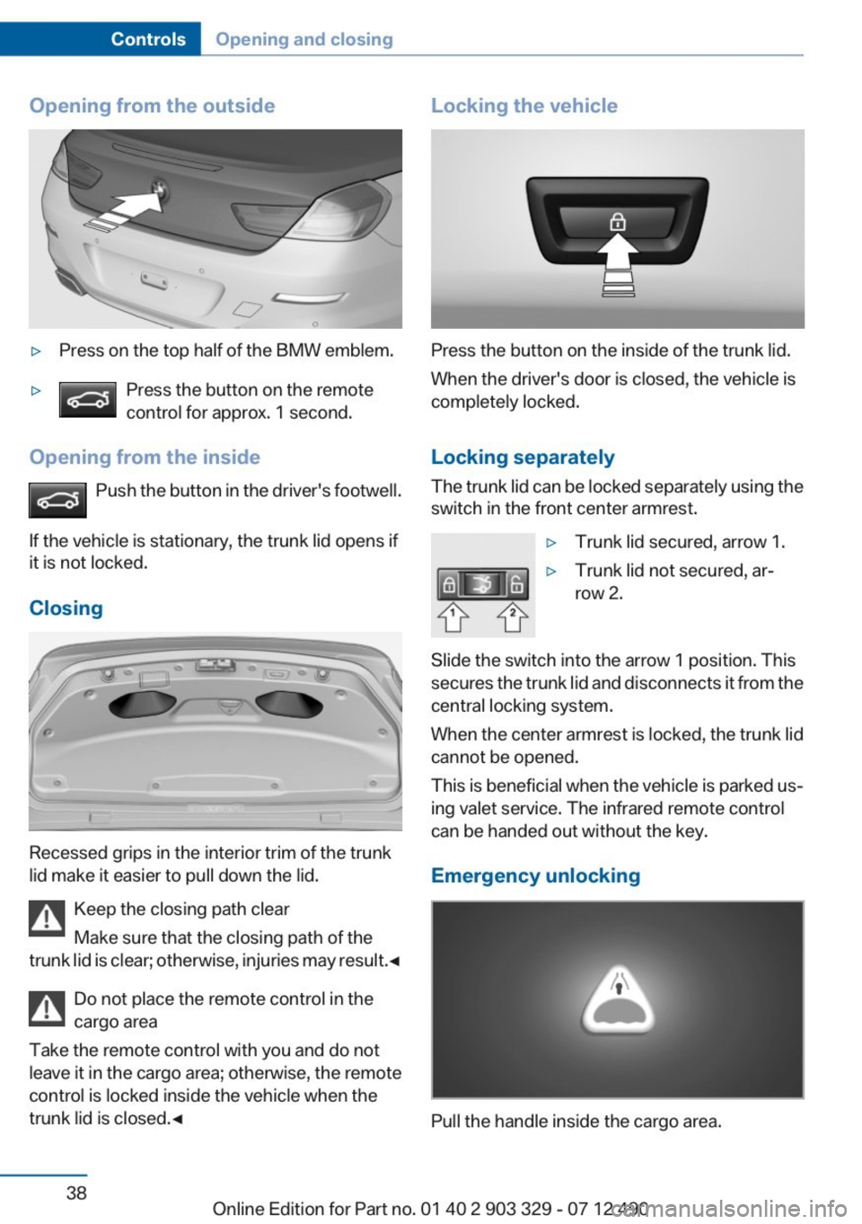 BMW 650I COUPE 2013  Owners Manual 