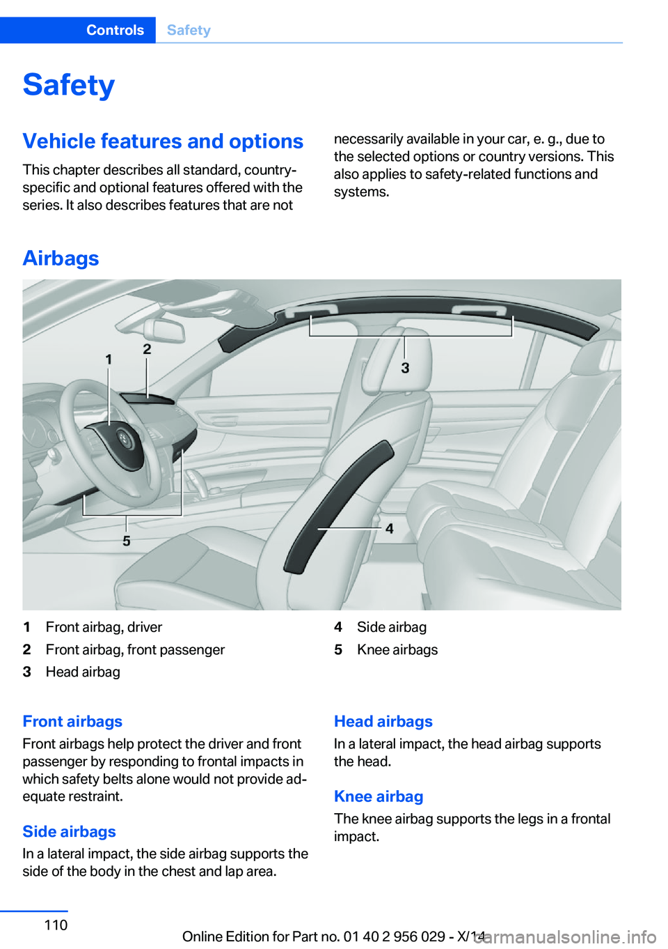 BMW 750I XDRIVE SEDAN 2014  Owners Manual SafetyVehicle features and options
This chapter describes all standard, country-
specific and optional features offered with the
series. It also describes features that are notnecessarily available in