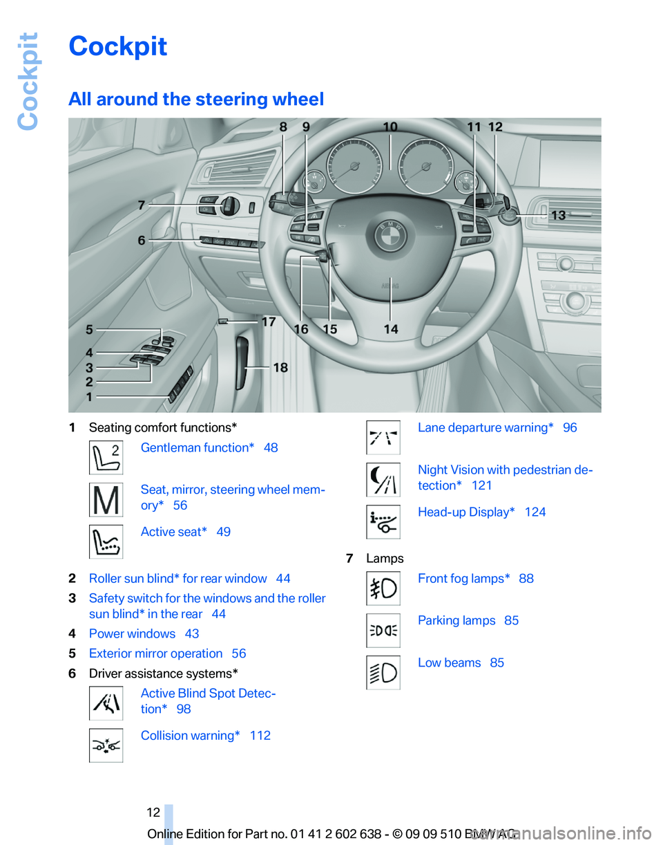 BMW 750I XDRIVE SEDAN 2010  Owners Manual 