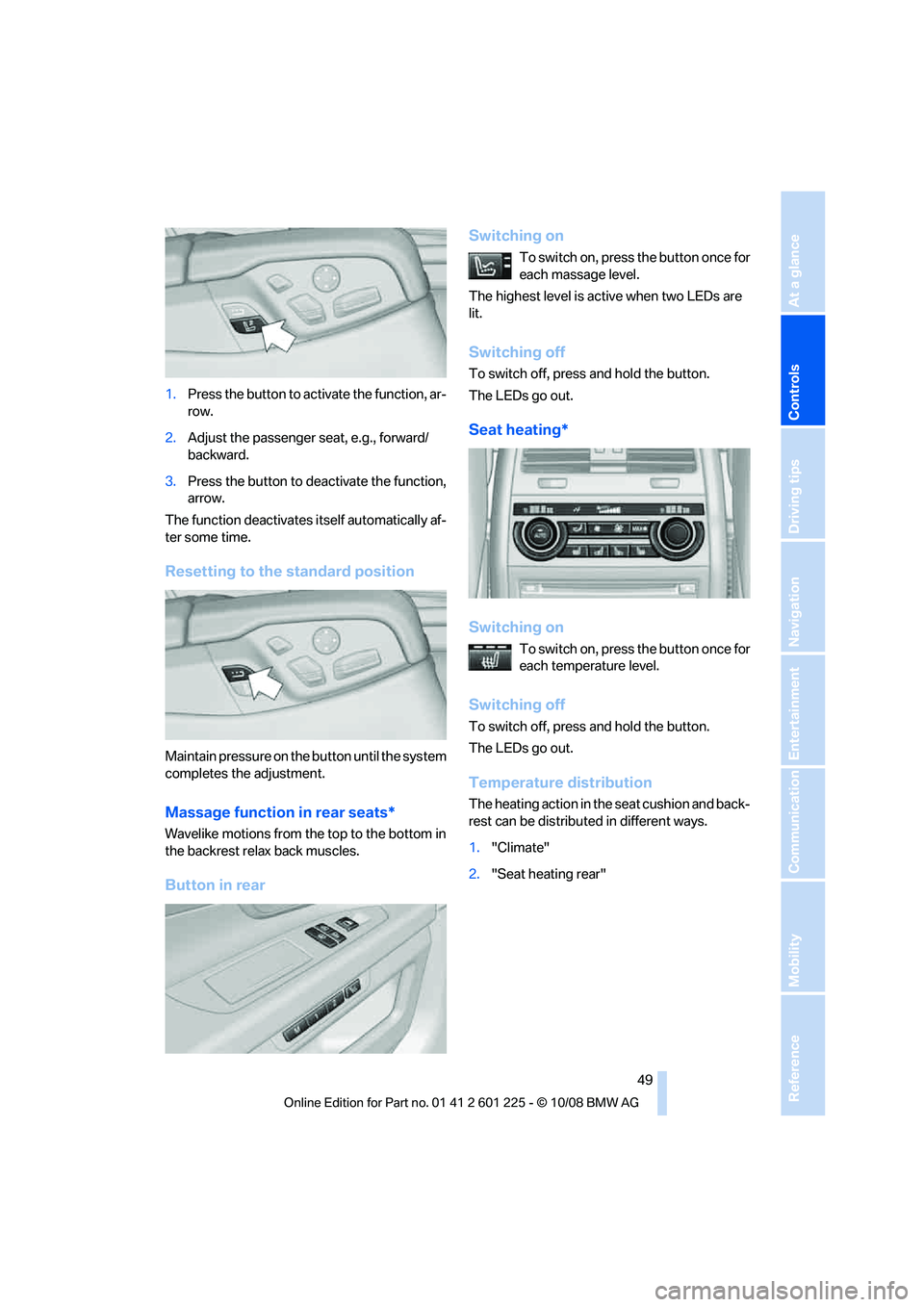 BMW 750LI 2009  Owners Manual ���1�S�F�T�T��U�I�F��C�V�U�U�P�O��U�P��B�D�U�J�W�B�U�F��U�I�F��G�V�O�D�U�J�P�O�
��B�Sj
�S�P�X�
�� �"�E�K�V�T�U��U�I�F��Q�B�T�T�F�O�H�F�S��T�F�B�U�
��F��H��
��G�P�S�X�B�S�E�
�C�B�D
