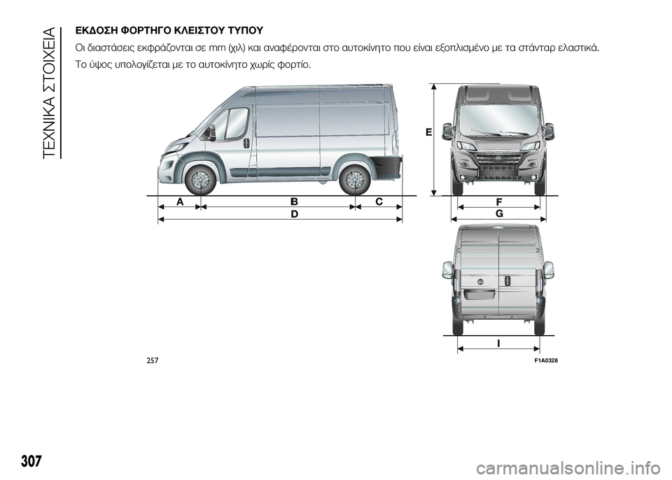 FIAT DUCATO 2017  ΒΙΒΛΙΟ ΧΡΗΣΗΣ ΚΑΙ ΣΥΝΤΗΡΗΣΗΣ (in Greek) ΕΚΔΟΣΗ ΦΟΡΤΗΓΟ ΚΛΕΙΣΤΟΥ ΤΥΠΟΥ
Οι διαστάσεις εκφUPάζUYνται σε mm (χιλ) και αναφέUPUYνται στUY αυτUYκίνητUY πUYυ είναι ε