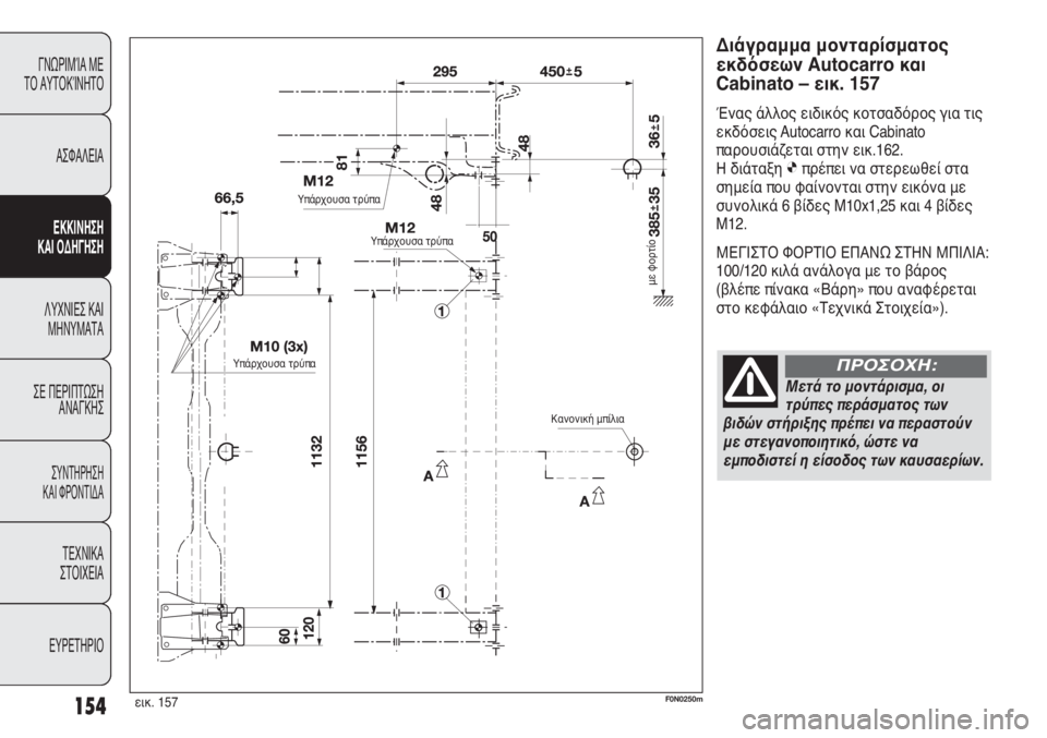 FIAT DUCATO 2008  ΒΙΒΛΙΟ ΧΡΗΣΗΣ ΚΑΙ ΣΥΝΤΗΡΗΣΗΣ (in Greek) 154
ΓΝΩΡΙΜΊΑ ΜΕ 
ΤΟ ΑΥΤΟΚΊΝΗΤΟ
ΑΣΦΑΛΕΙΑ
ΕΚΚΙΝΗΣΗ 
ΚΑΙ ΟΔΗΓΗΣΗ
ΛΥΧΝΙΕΣ ΚΑΙ
ΜΗΝΥΜΑΤΑ
ΣΕ ΠΕΡΙΠΤΩΣΗ
ΑΝΑΓΚΗΣ
ΣΥΝΤΗΡ
