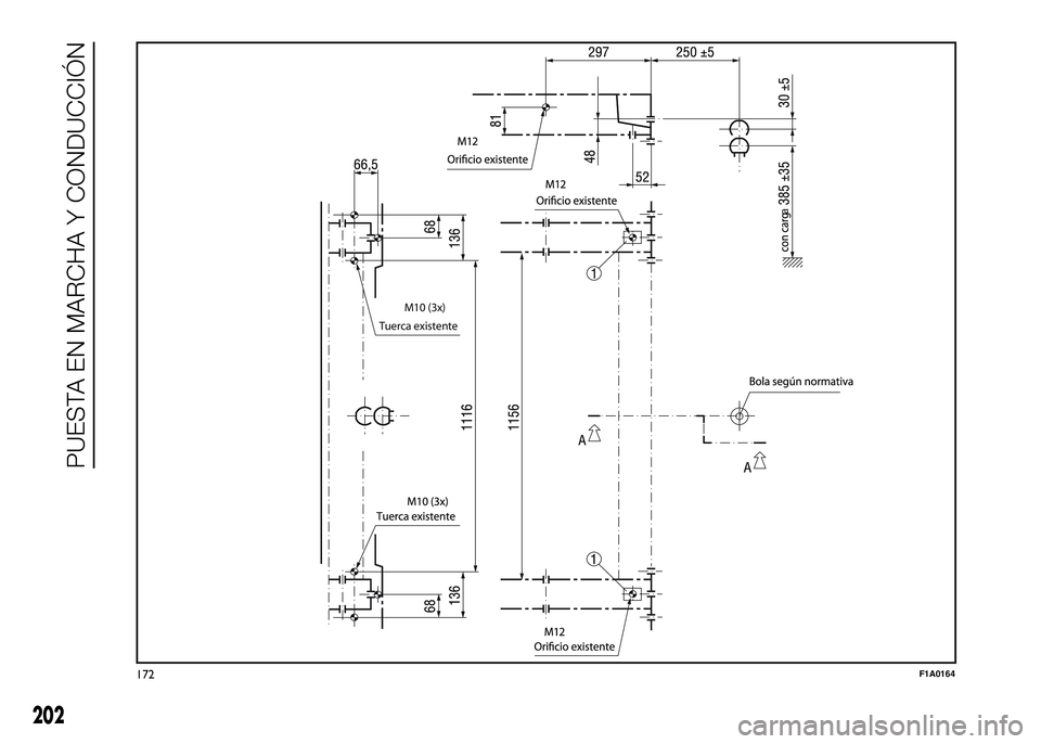 FIAT DUCATO BASE CAMPER 2016  Manual de Empleo y Cuidado (in Spanish) Tuerca existente
a
 
M10 (3x)
172F1A0164
202
PUESTA EN MARCHA Y CONDUCCIÓN 