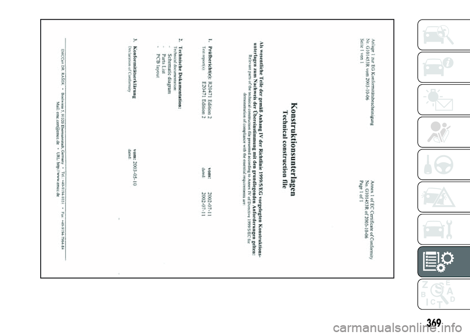 FIAT DUCATO BASE CAMPER 2016  Notice dentretien (in French) 369 