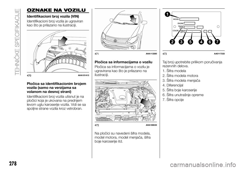 FIAT FULLBACK 2018  Knjižica za upotrebu i održavanje (in Serbian) OZNAKE NA VOZILU
Identifikacioni broj vozila (VIN)
Identifikacioni broj vozila je ugraviran
kao što je prilazano na ilustraciji.
Pločica sa identifikacionim brojem
vozila (samo na verzijama sa
volan