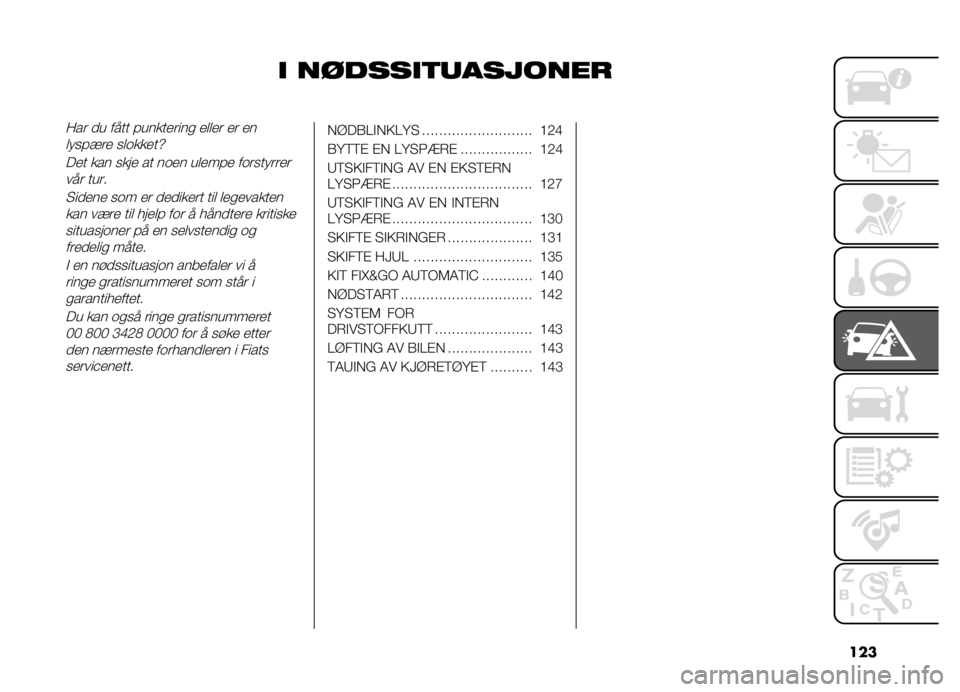 FIAT DOBLO COMBI 2019  Drift- og vedlikeholdshåndbok (in Norwegian) ���
� �������
�	�������
�:�� �
� ���� ����������
 ����� �� ��
�� ����� ���	�����[
��� ��� ���� �� ��	�� ������ ��	���� ��