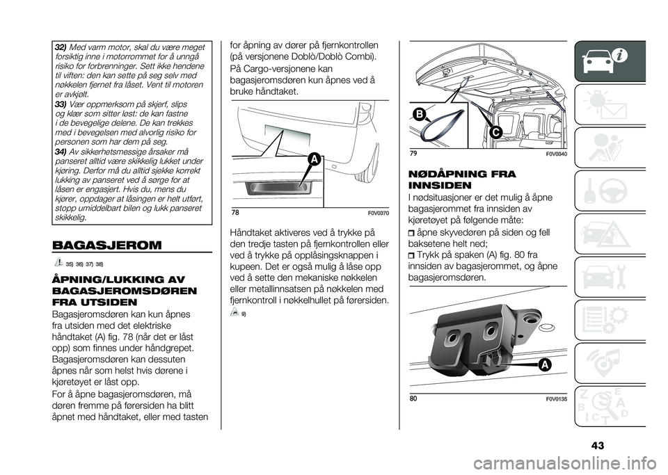 FIAT DOBLO COMBI 2021  Drift- og vedlikeholdshåndbok (in Norwegian) ���
�	��5��
 ���� ��	��	�� ���� �
� ���� ���
��
��	�������
 ���� � ��	��	���	���� ��	� � ����
� ������	 ��	� ��	���������
��� �"�